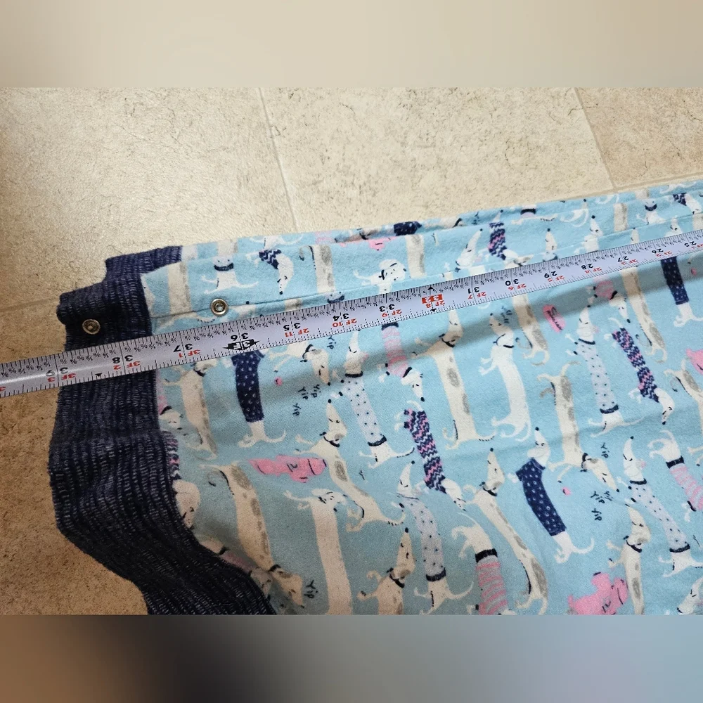 Munki Munki XXL Flannel Pajama Set Blue Dachshund Dog Print Button Up Fleece